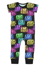 Load image into Gallery viewer, Juniper's Neon Kitties Bennett Pants and Shorts Length T-Shirt Romper