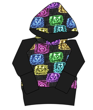 Load image into Gallery viewer, Juniper's Neon Kitties Grow With Me Hoodie (or Crewneck)