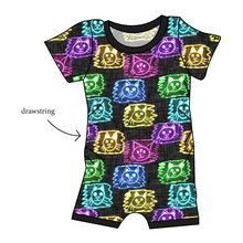 Load image into Gallery viewer, Juniper's Neon Kitties Grow With Me Pants And Shorts Romper