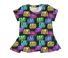 Load image into Gallery viewer, Juniper's Neon Kitties Ladies' Peplum Top