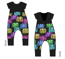 Load image into Gallery viewer, Juniper's Neon Kitties Low Back Romper and Bubble Romper