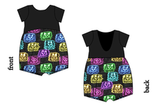 Load image into Gallery viewer, Juniper's Neon Kitties Low Back Romper and Bubble Romper