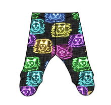 Load image into Gallery viewer, Juniper's Neon Kitties Newborn Footed Pants