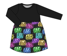 Load image into Gallery viewer, Juniper's Neon Kitties Play Dress