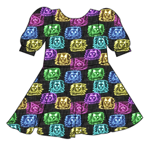 Load image into Gallery viewer, Juniper's Neon Kitties Prairie Dress