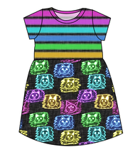 Load image into Gallery viewer, Juniper's Neon Kitties Play Dress