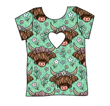 Load image into Gallery viewer, Highland Cows Cambria Heart Back Tee