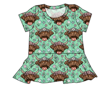Load image into Gallery viewer, Highland Cows Ladies' Peplum Top