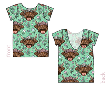 Load image into Gallery viewer, Highland Cows Low Back Ballerina Tee