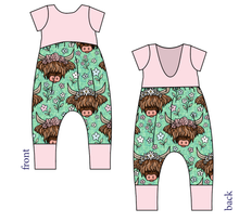 Load image into Gallery viewer, Highland Cows Low Back Romper and Bubble Romper