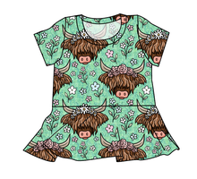 Load image into Gallery viewer, Highland Cows Peplum Top