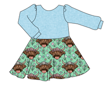 Load image into Gallery viewer, Highland Cows Prairie Dress