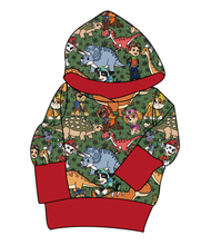 Load image into Gallery viewer, Dino Pups Grow With Me Hoodie (or Crewneck)