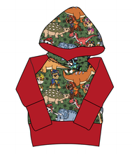 Load image into Gallery viewer, Dino Pups Grow With Me Hoodie (or Crewneck)