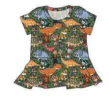 Load image into Gallery viewer, Dino Pups Ladies' Peplum Top