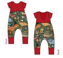 Load image into Gallery viewer, Dino Pups Low Back Romper and Bubble Romper
