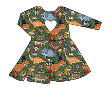 Load image into Gallery viewer, Dino Pups Molly Heart Back Twirly Dress