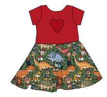 Load image into Gallery viewer, Dino Pups Molly Heart Back Twirly Dress