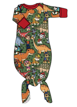 Load image into Gallery viewer, Dino Pups Newborn Knotted Gown