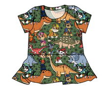 Load image into Gallery viewer, Dino Pups Peplum Top