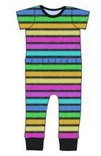 Load image into Gallery viewer, Bright Light Stripes Bennett Pants and Shorts Length T-Shirt Romper