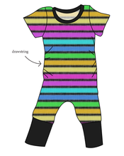 Load image into Gallery viewer, Bright Light Stripes Grow With Me Pants And Shorts Romper