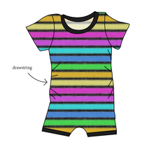 Load image into Gallery viewer, Bright Light Stripes Grow With Me Pants And Shorts Romper