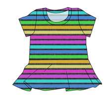 Load image into Gallery viewer, Bright Light Stripes Ladies' Peplum Top
