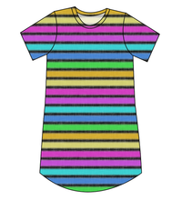 Load image into Gallery viewer, Bright Light Stripes Ladies' T-Shirt Dress