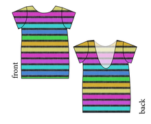 Load image into Gallery viewer, Bright Light Stripes Low Back Ballerina Tee