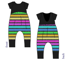 Load image into Gallery viewer, Bright Light Stripes Low Back Romper and Bubble Romper