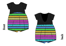 Load image into Gallery viewer, Bright Light Stripes Low Back Romper and Bubble Romper
