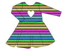 Load image into Gallery viewer, Bright Light Stripes Molly Heart Back Twirly Dress