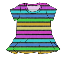 Load image into Gallery viewer, Bright Light Stripes Peplum Top