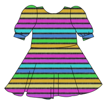 Load image into Gallery viewer, Bright Light Stripes Prairie Dress