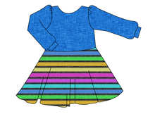 Load image into Gallery viewer, Bright Light Stripes Prairie Dress