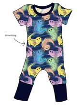 Load image into Gallery viewer, Axolotl Grow With Me Pants And Shorts Romper