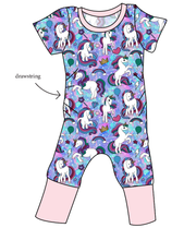 Load image into Gallery viewer, Majestic Unicorns Grow With Me Pants And Shorts Romper