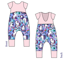 Load image into Gallery viewer, Majestic Unicorns Low Back Romper and Bubble Romper
