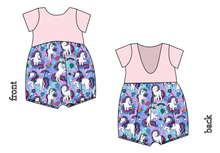 Load image into Gallery viewer, Majestic Unicorns Low Back Romper and Bubble Romper