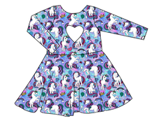 Load image into Gallery viewer, Majestic Unicorns Molly Heart Back Twirly Dress