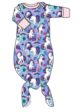 Load image into Gallery viewer, Majestic Unicorns Newborn Knotted Gown