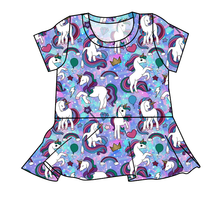 Load image into Gallery viewer, Majestic Unicorns Peplum Top