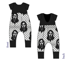Load image into Gallery viewer, Classic Spooky Face Low Back Romper and Bubble Romper
