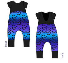 Load image into Gallery viewer, Twilight Bats Low Back Romper and Bubble Romper
