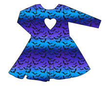 Load image into Gallery viewer, Twilight Bats Molly Heart Back Twirly Dress