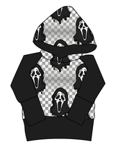 Load image into Gallery viewer, Classic Spooky Face Grow With Me Hoodie (or Crewneck)