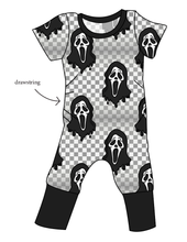 Load image into Gallery viewer, Classic Spooky Face Grow With Me Pants And Shorts Romper
