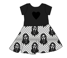 Load image into Gallery viewer, Classic Spooky Face Molly Heart Back Twirly Dress