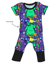 Load image into Gallery viewer, Neon Nightmare Grow With Me Pants And Shorts Romper